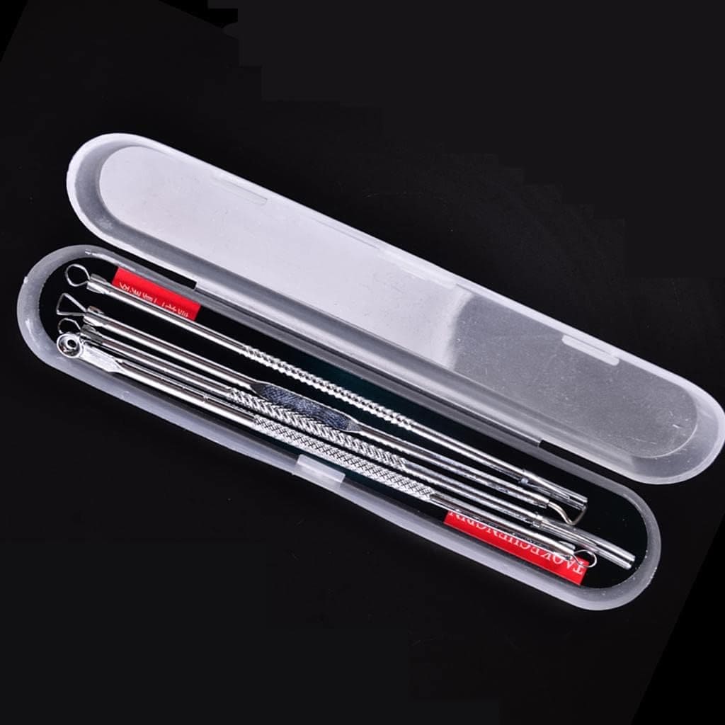 Set Of 4 Pimple Popper Needle, 4-In-1 Multifunctional Acne Needles, Blackhead Remover Tools, Spoon Face Skin Care Tools, Steel Blackhead Removal Kit, Women Beauty Acne Treatment Pore Cleanser Needle Hook, Comedone Extractor Remover Set for All Skin Types Set Of 4 Pimple Popper Needle, 4-In-1 Multifunctional Acne Needles, Blackhead Remover Tools, Spoon Face Skin Care Tools, Steel Blackhead Removal Kit, Women Beauty Acne Treatment Pore Cleanser Needle Hook, Comedone Extractor Remover Set for All Skin Types